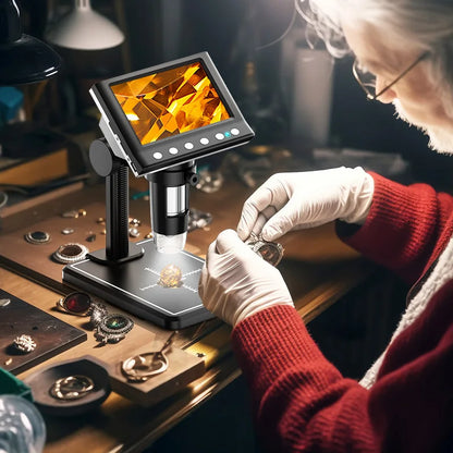 RIEVBCAU DM7 4.3' Microscopio digitale 1000X Coin Microscope 1080P Video Microscope per la saldatura degli adulti con 8 LED Dropshipping