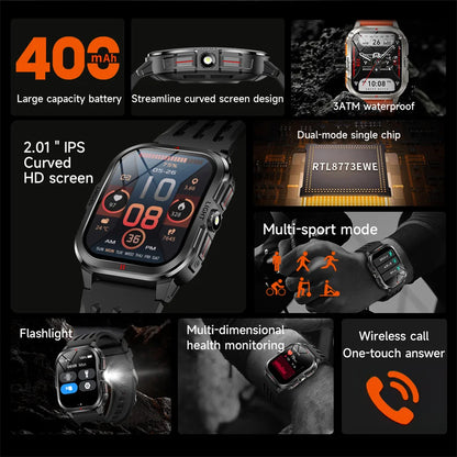Nuovo per Xiaomi Military Smart Watch Men 3ATM impermeabile all'aperto Sport Fitness Tracker Monitor di salute Bluetooth Chiamata Smart Watch