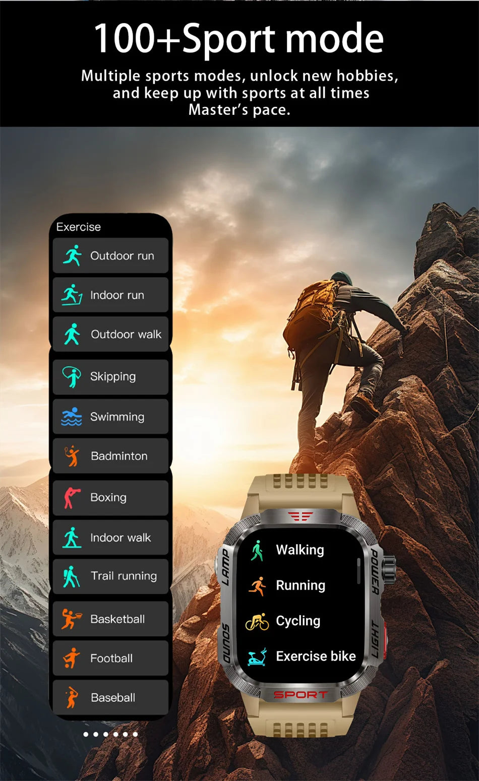 Nuovo per Huawei Xiaomi Militare GPS Smart Watch Uomini Torcia elettrica Bussola impermeabile all'aperto Sport Tracker Bluetooth Chiamata Smartwatch