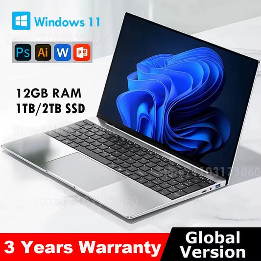 NUOVO 14.1'' sottile ufficio portatile Windows 11 Intel N4000 180° 12 GB di RAM 512 GB 1 TB SSD 1920*1080 ufficio studio computer PC
