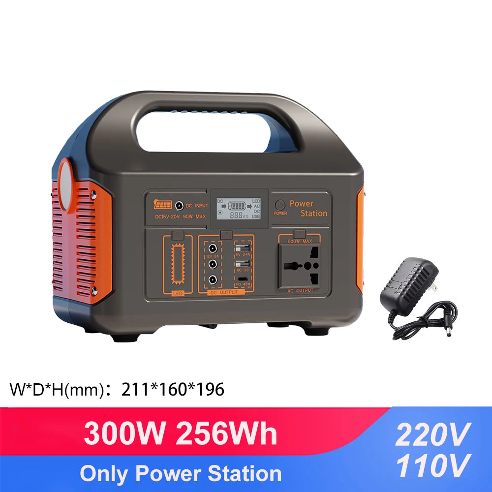 jsdsolar 100W 300W 500W Portable Power Station Pure Sine Wave Solar Generator 110V/220V UPS Camping Charging Station Power Bank
