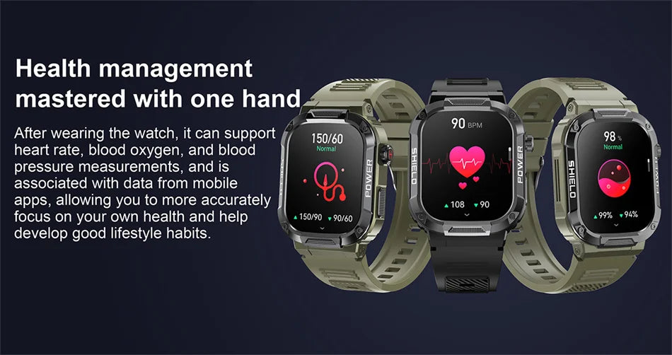 2025 Nuovo per Xiaomi Military Smart Watch Uomini impermeabili all'aperto Sport Fitness Tracker Monitor di salute 2.10" BT Call Smartwatch