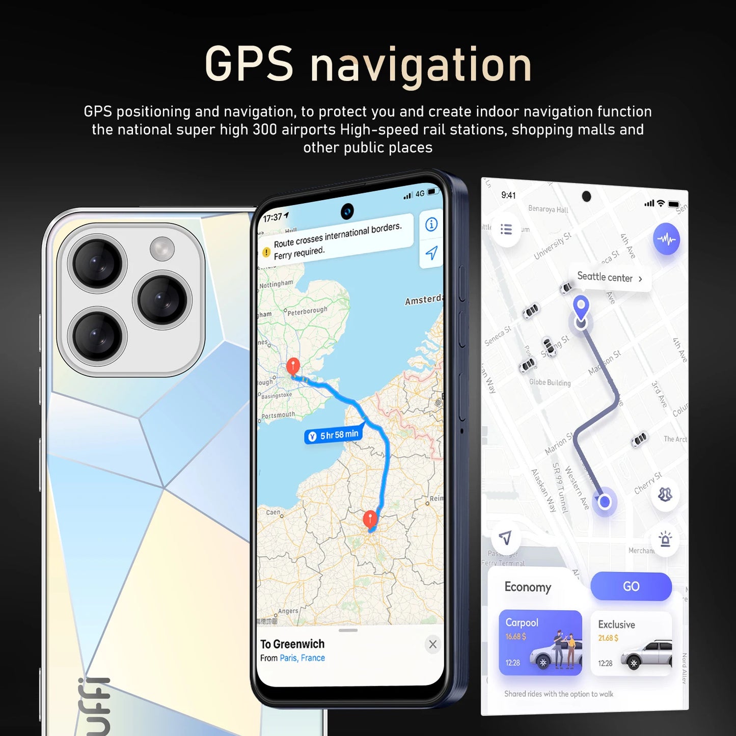 I16 Pro Smartphone 5G Android 5300mAH 12GB RAM 512G ROM 6.56Inch 1080x2640HD 24 + 48MP MTK10 Telefono cellulare di rete 4G