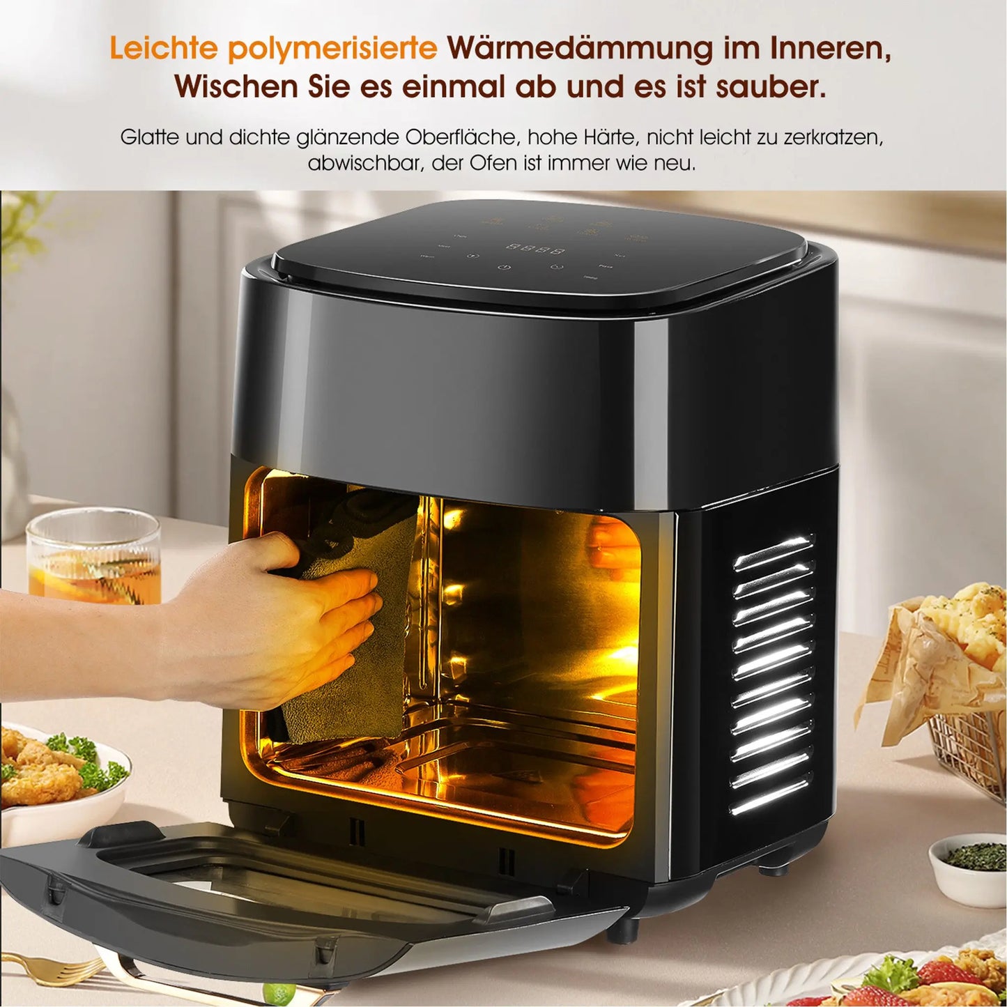 Grande friggitrice ad aria elettrica da 15L, senza olio da 220 V, con 6 modalità di cottura, forno a convezione intelligente da 1800 W per la casa, schermo touch a LED