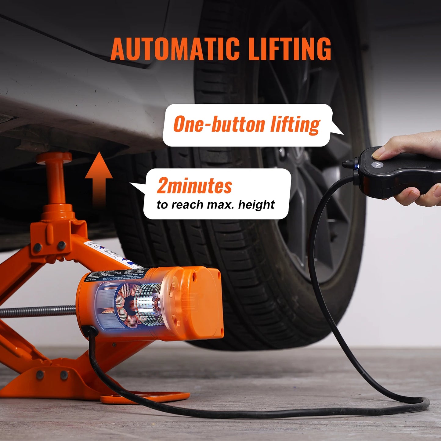 Jack per auto elettrica SucceBuy da 3 tonnellate con chiave a percussione elettrica, sollevamento portatile da 12 V per SUV e cambio pneumatici per camion