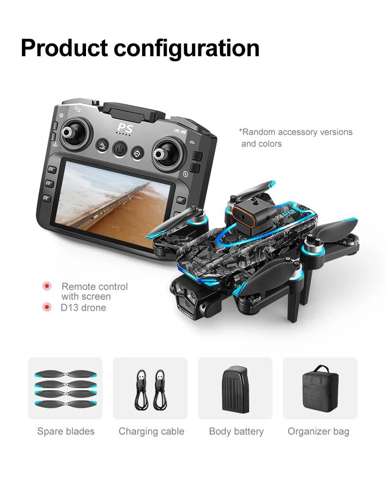 D13 RC Drone Professional 4K Camera con 5G WiFi FPV UAV Schermo Telecomando Brushless Obstacle Avoidance Quadcopter Giocattoli