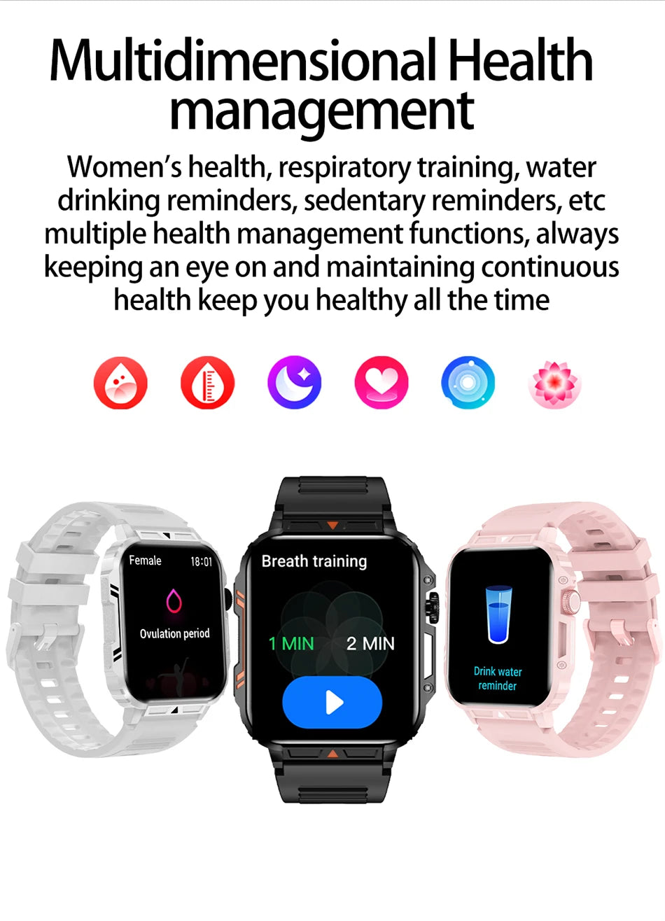 2024 Nuovo uomo militare all'aperto 1.95 Smart Watch uomini bluetooth chiamata smartwatch uomini per android ios ip68 impermeabile ftiness orologi