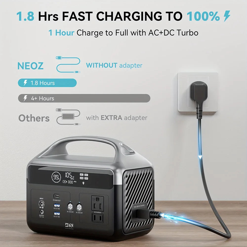 DaranEner NEOZ Portable Power Station 300W 179.2Wh LiFePO4 Battery LED Fashlight, 1.5hrs Fast Charging MPPT Controller, BMS, UPS