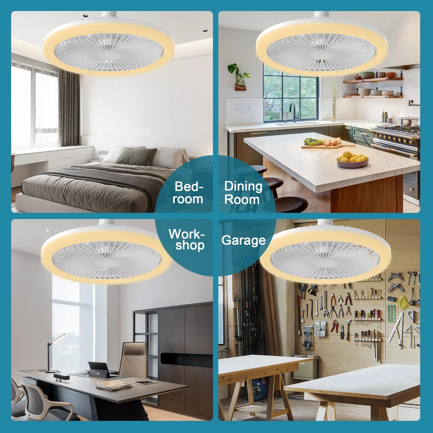 IRALAN Moderno ventilatore a soffitto con luce LED Fan Light E27 Screw Fan Light Remote Control Light Fan Ceiling Room decorazione