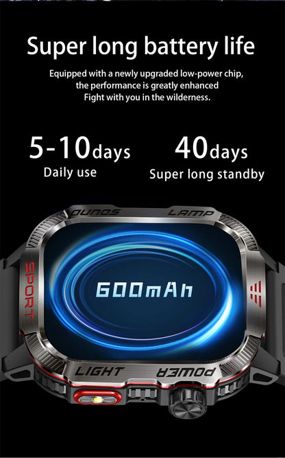 Nuovo per Huawei Xiaomi Militare GPS Smart Watch Uomini Torcia elettrica Bussola impermeabile all'aperto Sport Tracker Bluetooth Chiamata Smartwatch