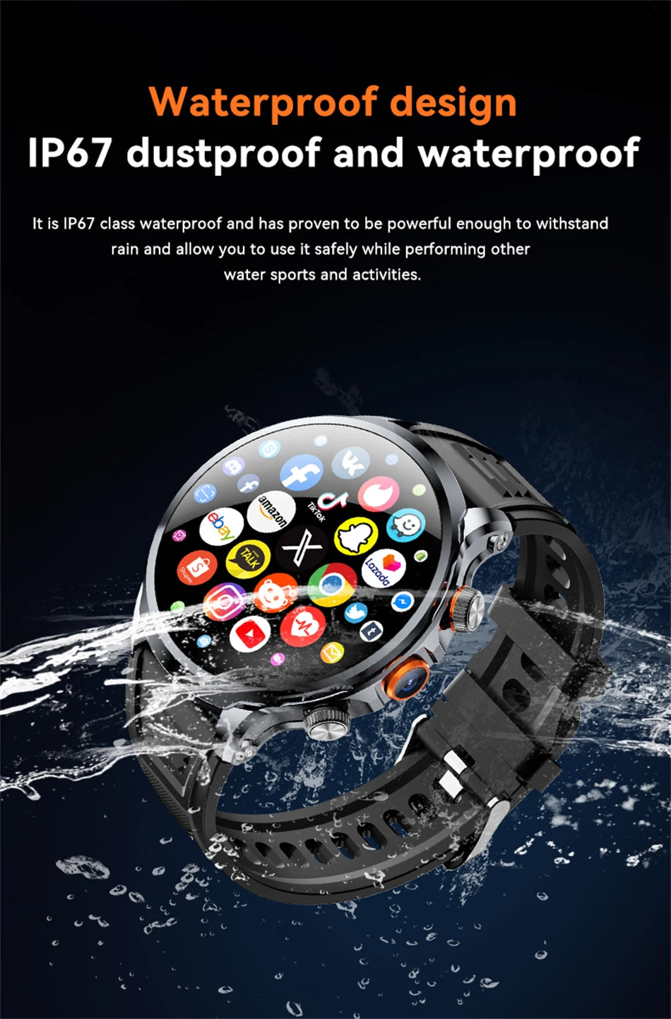 5G/4G Full Network Smart Watch 680*680 HD AMOLED 1100mah Video Call 500W Camera 8GB+128GB RAM GPS NFC WIFI Google APP Smartwatch