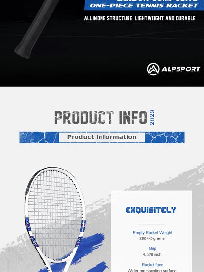 ALPSPORT Racchetta da tennis in fibra di carbonio T800 18K Racchetta professionale con borsa Racchetta da allenamento leggera per adulti Uomini Donne