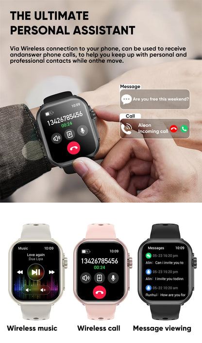 2025 Nuovo per Huawei Xiaomi Smart Watch Uomini Donne 1.85 pollici HD AMOLED Full Touch Screen IP68 Impermeabile Bluetooth Chiamata SmartWatch.