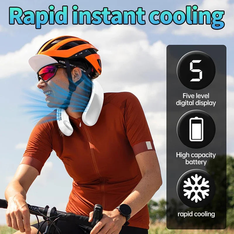 IL VENTO VI ARRIVA COME NATURALE Ventilatore da collo pieghevole JKUOO 2025 - Ricaricabile tramite USB a 3 velocità, silenzioso e fresco per campeggio/spiaggia/viaggi - Offerta estiva, spedizione gratuita