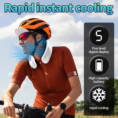 IL VENTO VI ARRIVA COME NATURALE Ventilatore da collo pieghevole JKUOO 2025 - Ricaricabile tramite USB a 3 velocità, silenzioso e fresco per campeggio/spiaggia/viaggi - Offerta estiva, spedizione gratuita