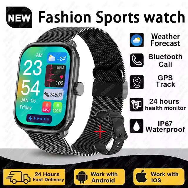 New Series 5 Watch5 Uomini Smart Watch Pressione sanguigna Ossigeno del sangue Frequenza cardiaca AI Voce Bluetooth Chiamata Donne SmartWatch per Xiaomi
