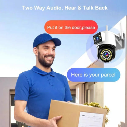 Yoosee 4K 8MP doppia lente doppio schermo a colori visione notturna rilevazione del movimento audio bidirezionale all'aperto impermeabile wifi telecamera di sicurezza