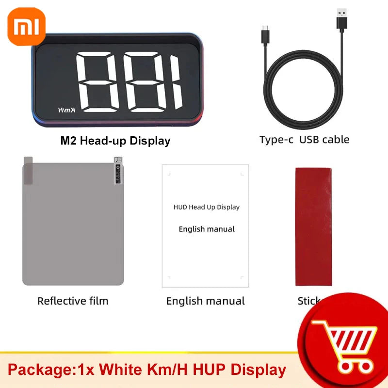 Xiaomi Car Speedometer M2 HUD Head-Up Display a LED Misuratore di velocità digitale Proiettore parabrezza Veicoli Auto Elettronica Accessori