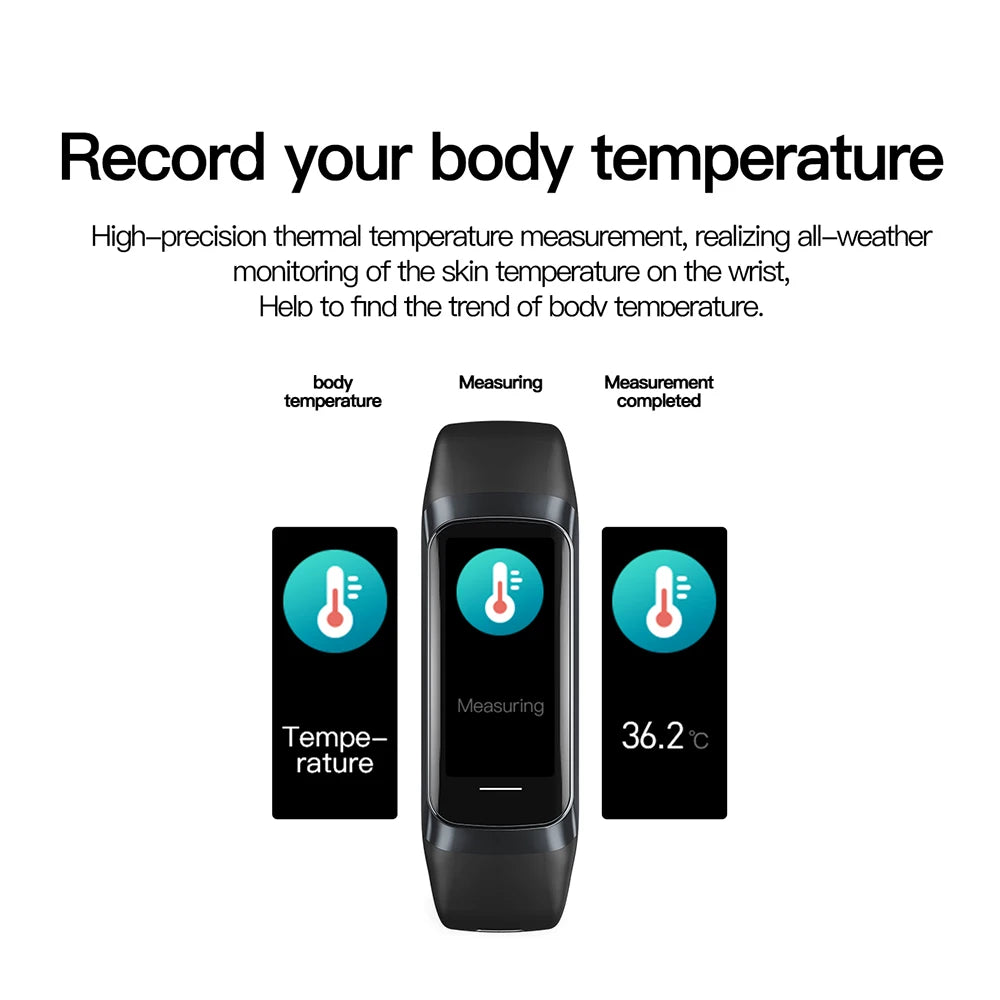 AMOLED Smartwatch Monitor della temperatura corporea Fitness Orologio sportivo 3 ATM impermeabile Uomini Smart Watch Band per le donne IOS Xiaomi 2025