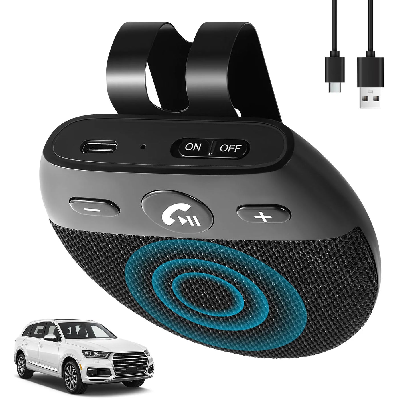 Kit vivavoce per auto BT 5.0 per veicoli wireless, vivavoce per auto Bluetooth, accensione automatica, connessione, supporto per due telefoni cellulari