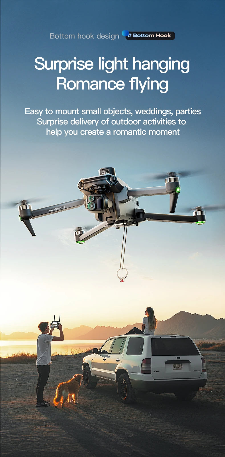 Ala 6 professionale di pesca Airdrop Drone 8K HD Camera 3-Axis Gimbal 20KM Brushless GPS Quadcopter Avoidance Ostacolo RC Dron