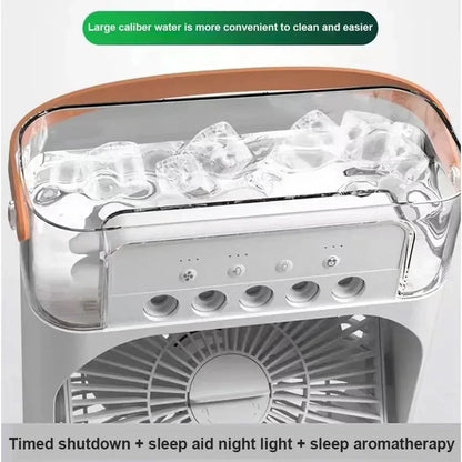 NUOVO Umidificatore portatile Ventilatore Condizionatori d'aria USB Ventilatore elettrico LED notte luce acqua nebbia divertimento 3 in 1 Umidificatore del dispositivo di raffreddamento dell'aria