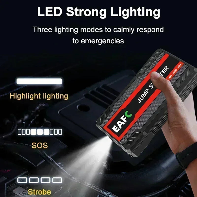 Avviatore di emergenza per auto 2000A/1200A/600A, dispositivo di avviamento di emergenza portatile Power Bank Booster per benzina e diesel