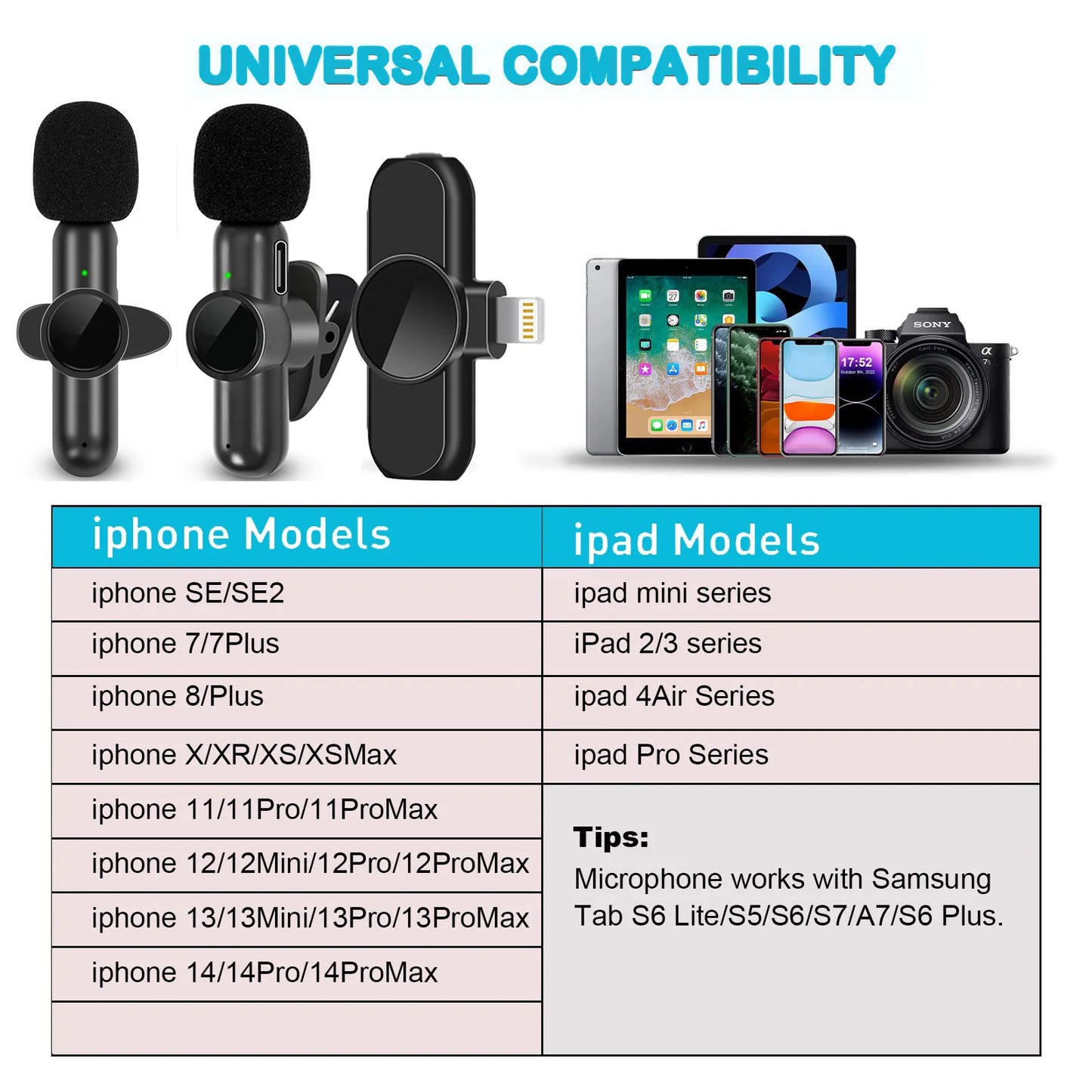 .4G Wireless Lavalier Microfono Cancellazione del rumore Registrazione audio video per IPhone/iPad/Android/Xiaomi/Samsung Live Game Mic