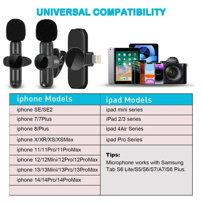 .4G Wireless Lavalier Microfono Cancellazione del rumore Registrazione audio video per IPhone/iPad/Android/Xiaomi/Samsung Live Game Mic
