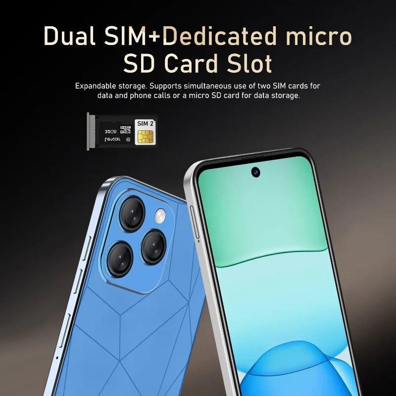 I16 Pro Smartphone 5G Android 5300mAH 12GB RAM 512G ROM 6.56Inch 1080x2640HD 24 + 48MP MTK10 Telefono cellulare di rete 4G