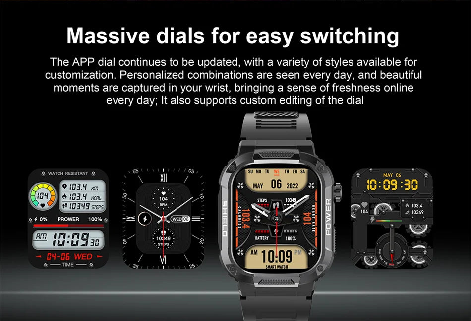 2025 Nuovo per Xiaomi Military Smart Watch Uomini impermeabili all'aperto Sport Fitness Tracker Monitor di salute 2.10" BT Call Smartwatch