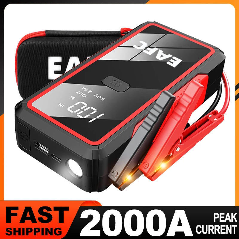 Avviatore di emergenza per auto 2000A/1200A/600A, dispositivo di avviamento di emergenza portatile Power Bank Booster per benzina e diesel