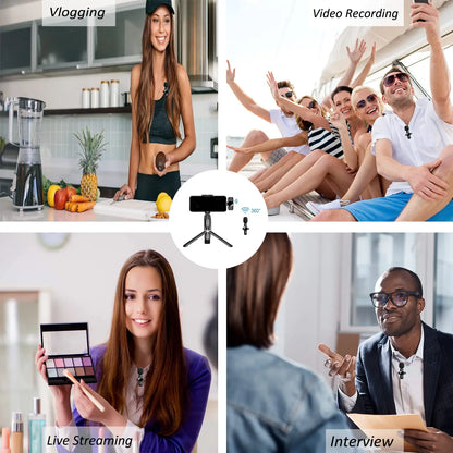 .4G Wireless Lavalier Microfono Cancellazione del rumore Registrazione audio video per IPhone/iPad/Android/Xiaomi/Samsung Live Game Mic