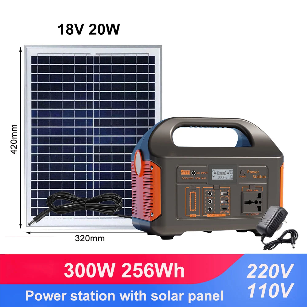 jsdsolar 100W 300W 500W Portable Power Station Pure Sine Wave Solar Generator 110V/220V UPS Camping Charging Station Power Bank