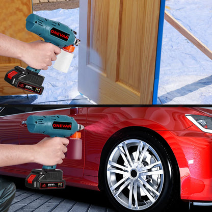 ONEVAN 100ML Pistola a spruzzo elettrica senza fili spruzzatore di vernice ricaricabile auto mobili in acciaio utensili elettrici per 21 v 18 v batteria