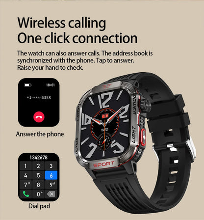 Nuovo per Huawei Xiaomi Militare GPS Smart Watch Uomini Torcia elettrica Bussola impermeabile all'aperto Sport Tracker Bluetooth Chiamata Smartwatch