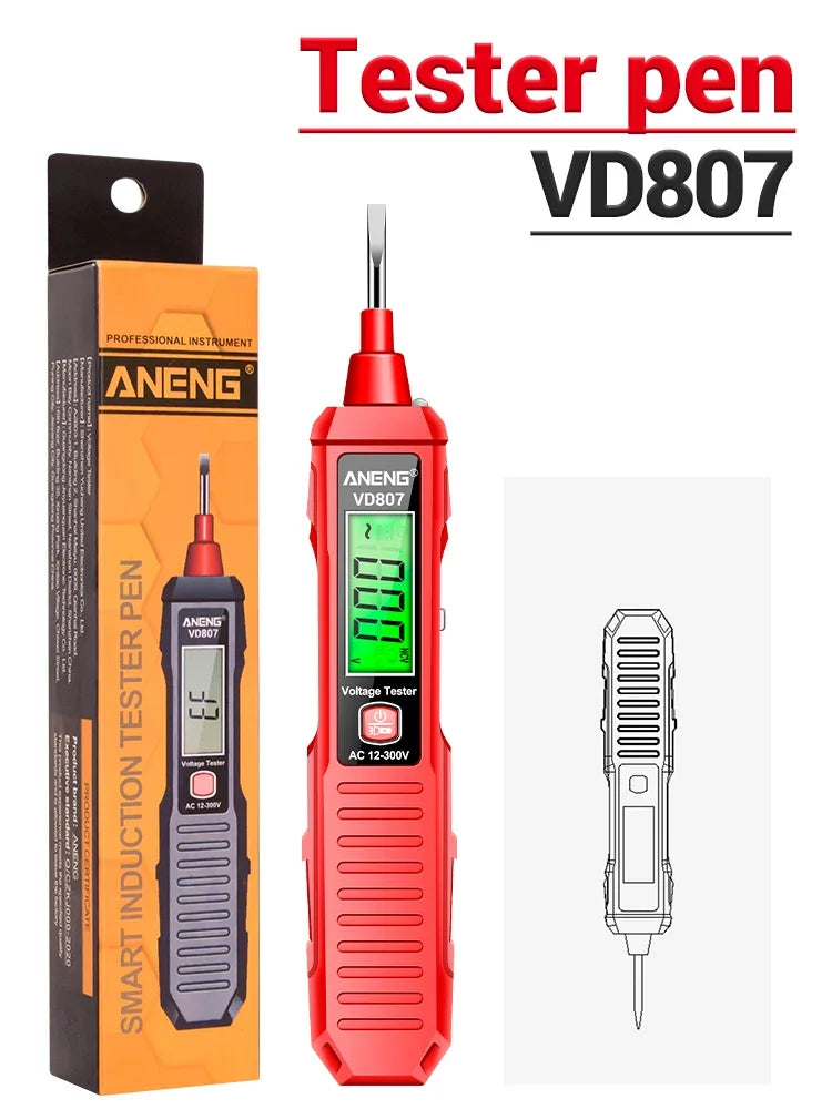 ANENG VD807 Una parola di induzione portatile 50/ 60Hz Smart Tester penna elettrica NCV sensore AC 12-300V senza contatto filo rivelatore strumenti