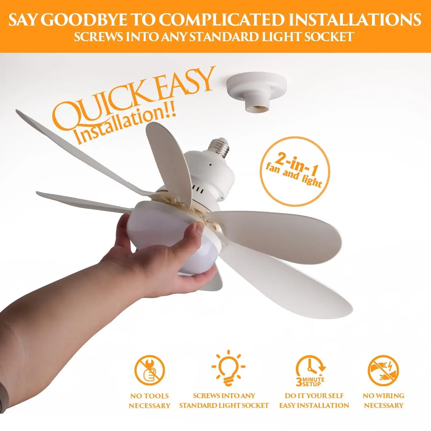 LED 40W ventilatore da soffitto luce E27 con telecomando per dimmerazione, adatto per soggiorno, studio, uso domestico, 85-265V