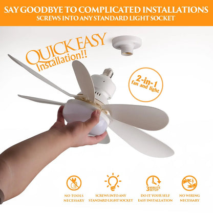 LED 40W ventilatore da soffitto luce E27 con telecomando per dimmerazione, adatto per soggiorno, studio, uso domestico, 85-265V