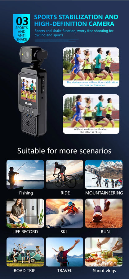 FHD 1080P Wifi Fotocamera Video digitale Outdoor Sports Camera Mini DV Portatile portatile per l'applicazione della legge Registratore a 360 gradi Obiettivo girevole