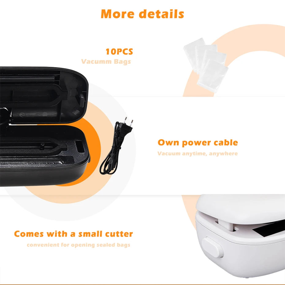 saengQ Vacuum Sealer Packaging Machine Food Vacuum Sealer con sacchetti vuoti gratuiti 10pcs Sigillatura alimentare a vuoto per uso domestico