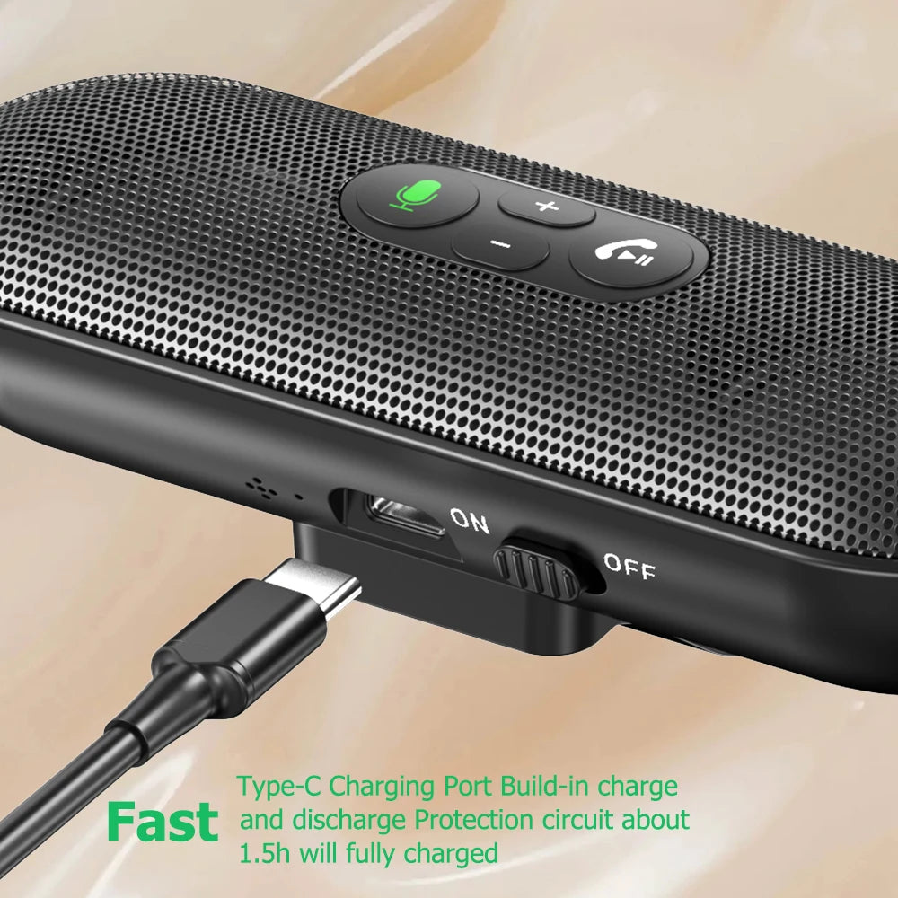 Kit Bluetooth 5.4 per auto vivavoce 6W, vivavoce solare, altoparlante, lettore MP3, ricevitore musicale wireless con assistente vocale