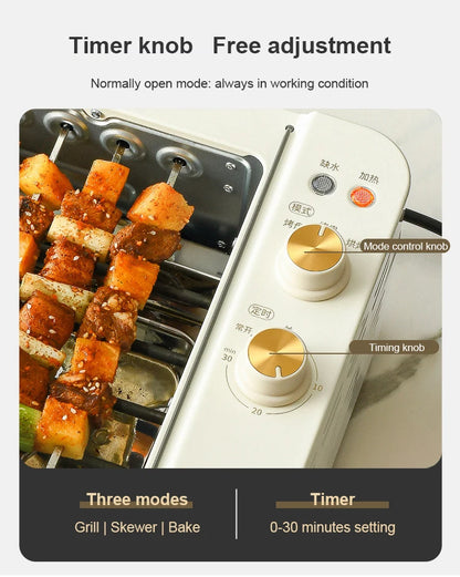 2 layers Electric Skewer Barbecue grill Automatic rotating Lamb Kebabs grill Indoor Smokeless BBQ machine Non-stick frying pan