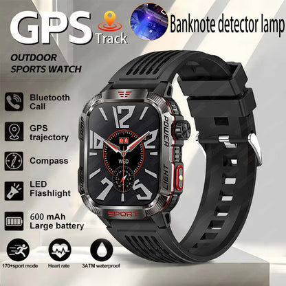 Nuovo per Huawei Xiaomi Militare GPS Smart Watch Uomini Torcia elettrica Bussola impermeabile all'aperto Sport Tracker Bluetooth Chiamata Smartwatch
