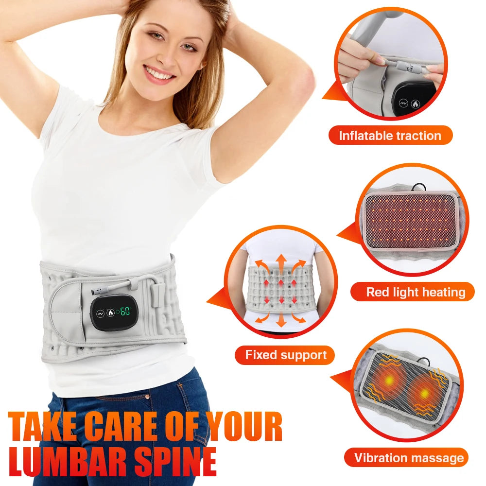 Cintura gonfiabile Protezione per decompressione lombare Back Brace riscaldato Vibrazione Massaggio Cintura Airbag Supporto Correzione della postura