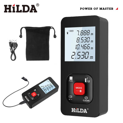 HILDA Laser Distance 50M/100M/120M Rangefinder Profesional Meter Laser Range Finder Ruler Test Tool