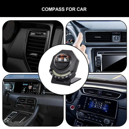 Bussola per veicolo, barca, cruscotto, bussola con misuratore, bussola 2 in 1 per auto, sfera, navigazione ad alta precisione, pieghevole