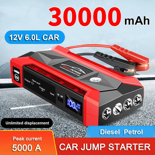 Car Battery Starter 30000mAh Caricatore portatile Auto Jump Starter 12V Benzina Diesel Car Emergency Booster Start Alimentazione