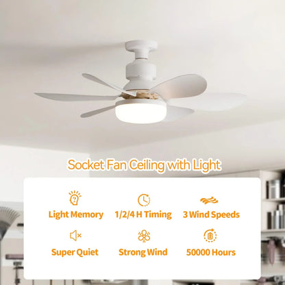 LED 40W ventilatore da soffitto luce E27 con telecomando per dimmerazione, adatto per soggiorno, studio, uso domestico, 85-265V