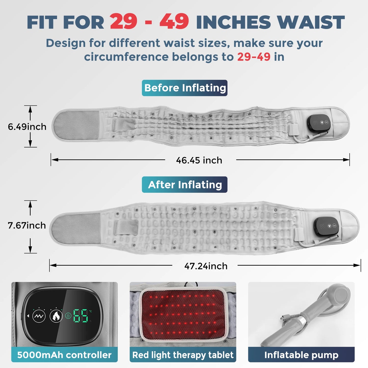 Cintura gonfiabile Protezione per decompressione lombare Back Brace riscaldato Vibrazione Massaggio Cintura Airbag Supporto Correzione della postura